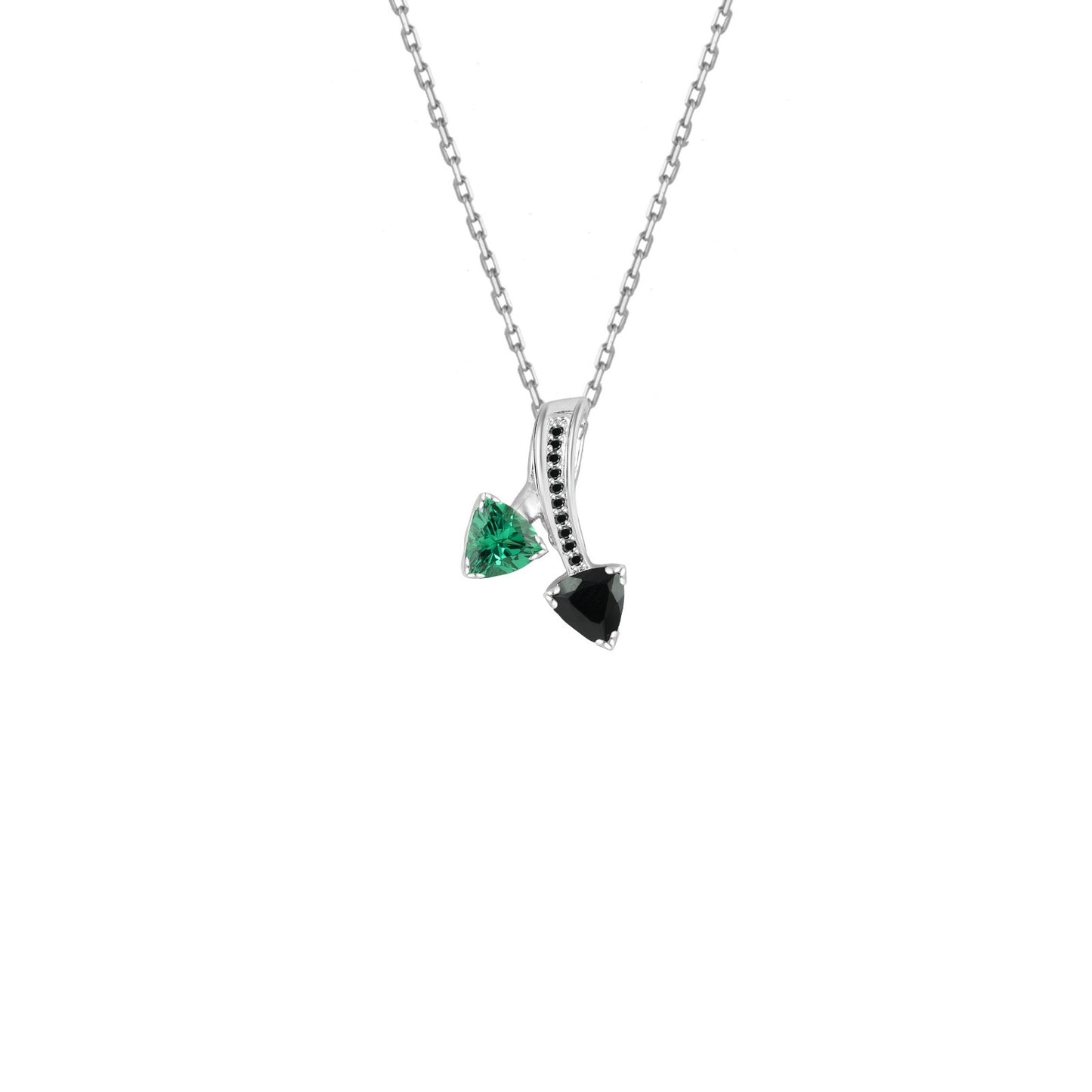 Emerald Noir Dual Trillion Pendant