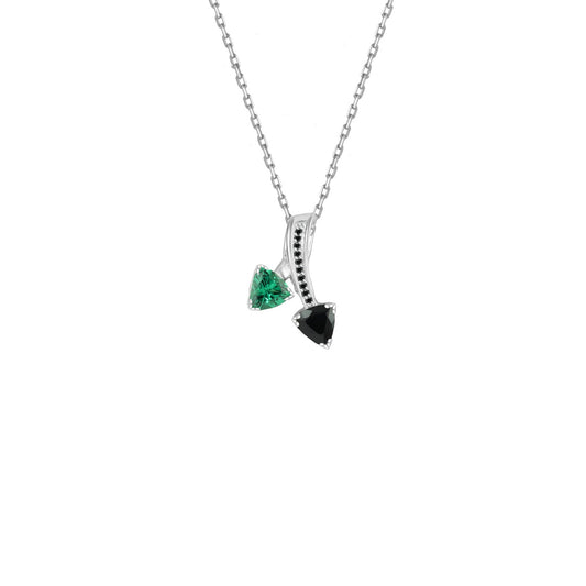 Emerald Noir Dual Trillion Pendant