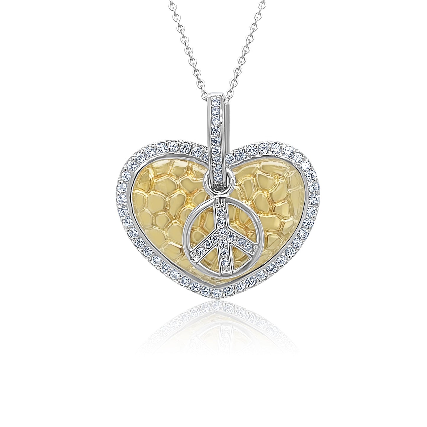 Golden Peace Heart Diamond Pendant