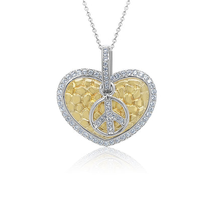 Golden Peace Heart Diamond Pendant