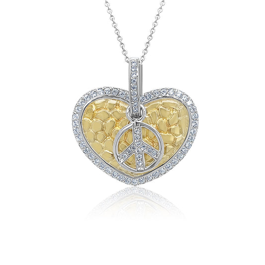 Golden Peace Heart Diamond Pendant