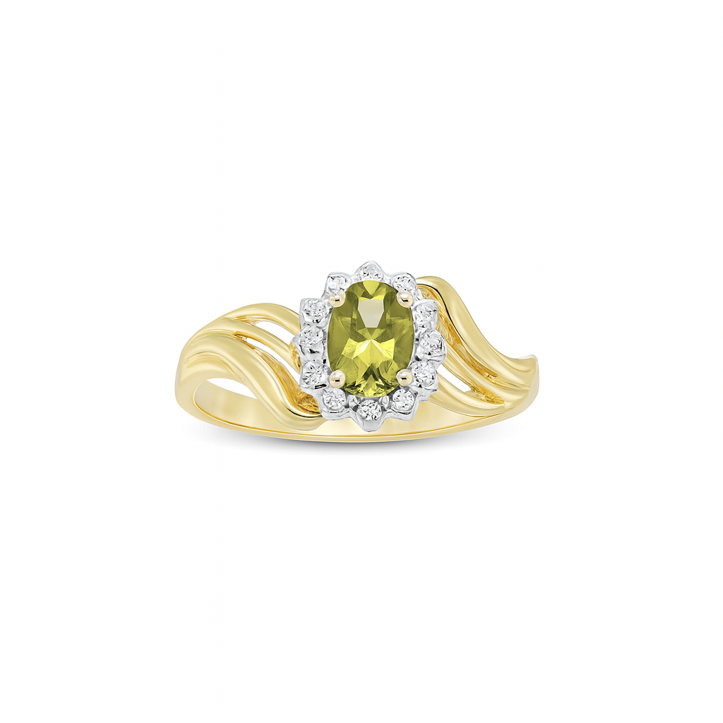 Green Oval-Cut Yellow Gold Ring