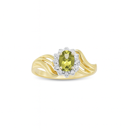 Green Oval-Cut Yellow Gold Ring