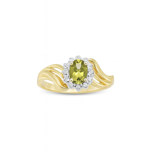 Green Oval-Cut Yellow Gold Ring