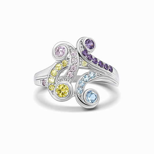 Multicolor Swirl White Gold Ring