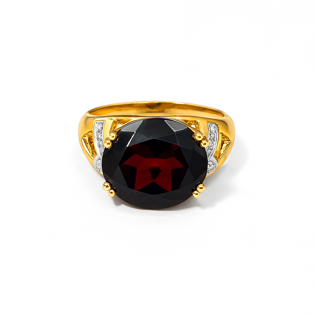 Garnet Yellow Gold Ring