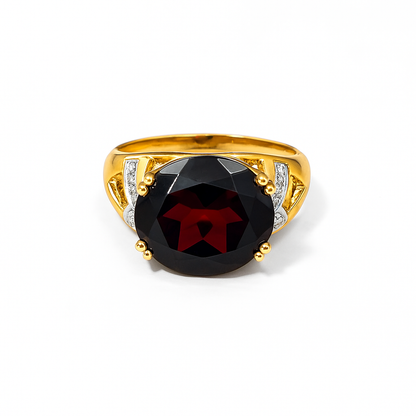 Garnet Yellow Gold Ring