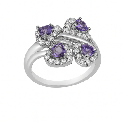 Amethysts Heart-Shaped Birthstone Gold Ring