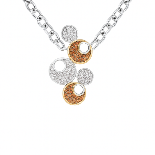 Multi-Circle Round-Cut Gemstones White Gold Pendant