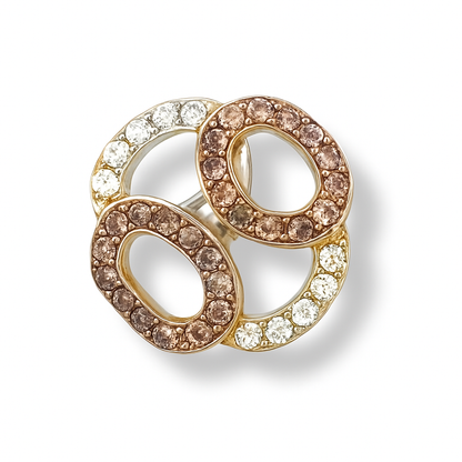 Triple-Link Style Round-Cut Gemstones White Gold Pendant