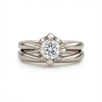 Brilliant Round-Cut White Gold Ring