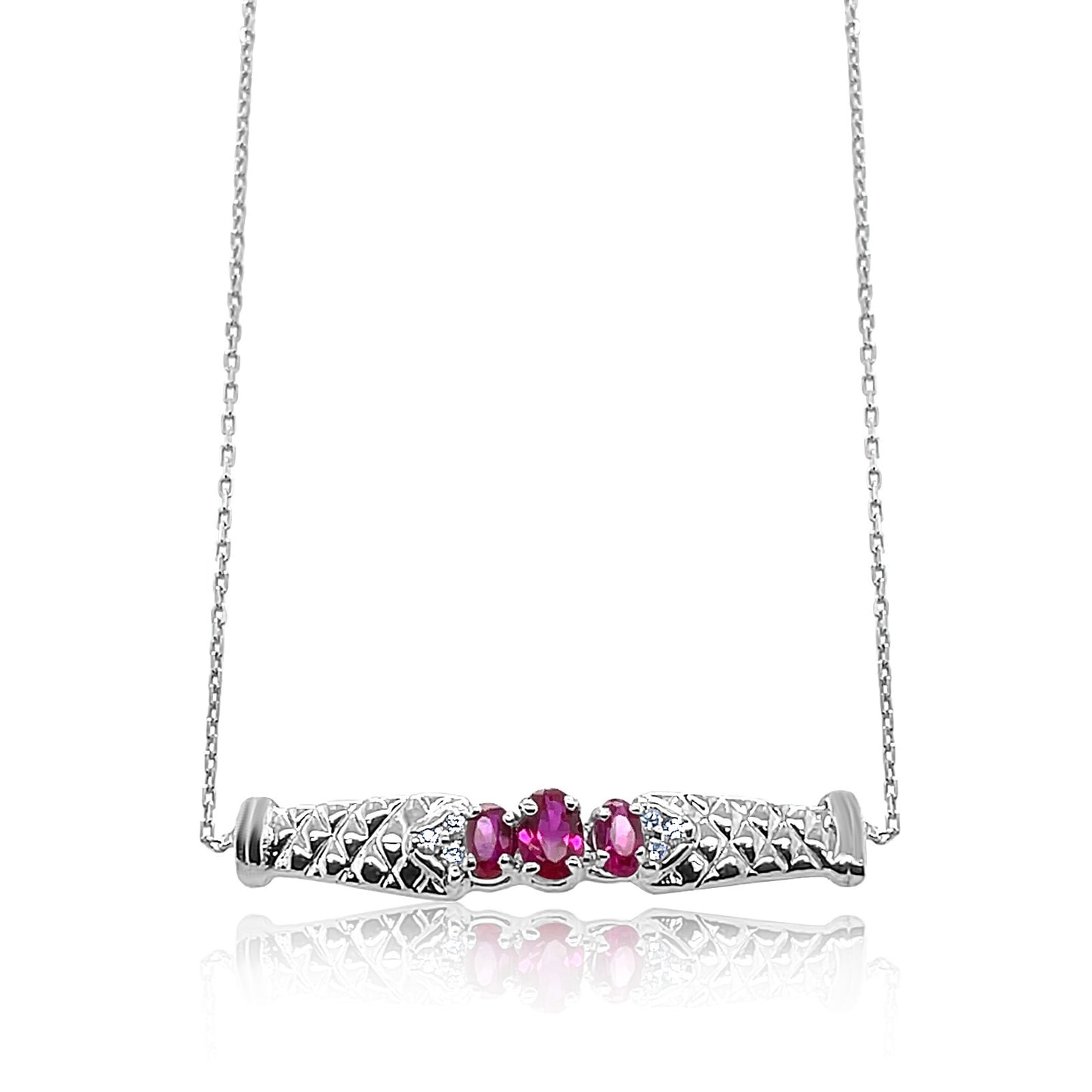 Crimson Elegance Ruby Bar Necklace