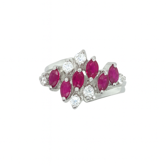 Ruby Marquise-Cut Birthstone Gold Ring