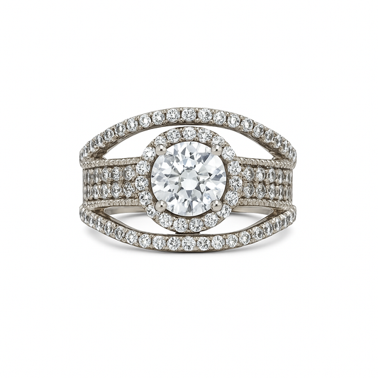 Brilliant Round-Cut White Gold Ring