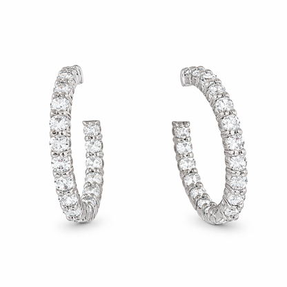 Eternal Spark Hoop White Gold Earrings