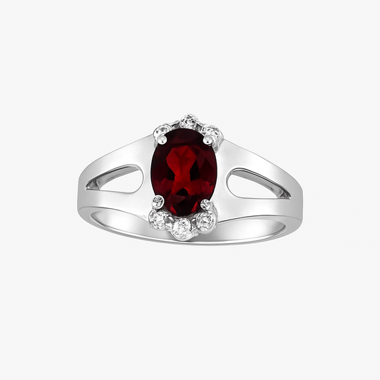 Garnet Oval-Cut Birthstone Gold Ring