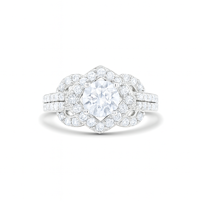 Floral-Inspired Round-Cut Gemstone Gold Ring