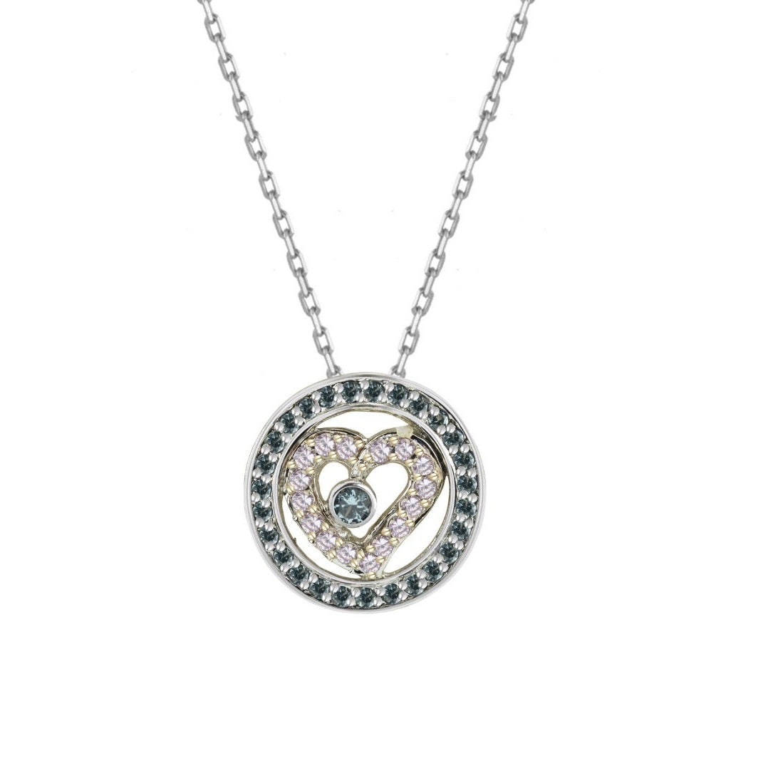 Ocean Heart Diamond Halo Pendant