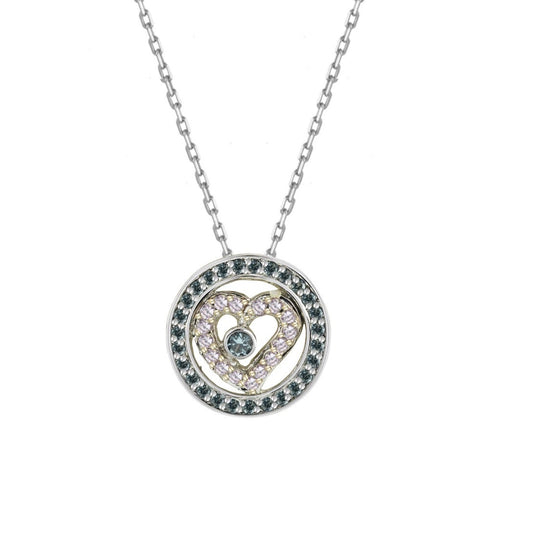 Ocean Heart Diamond Halo Pendant