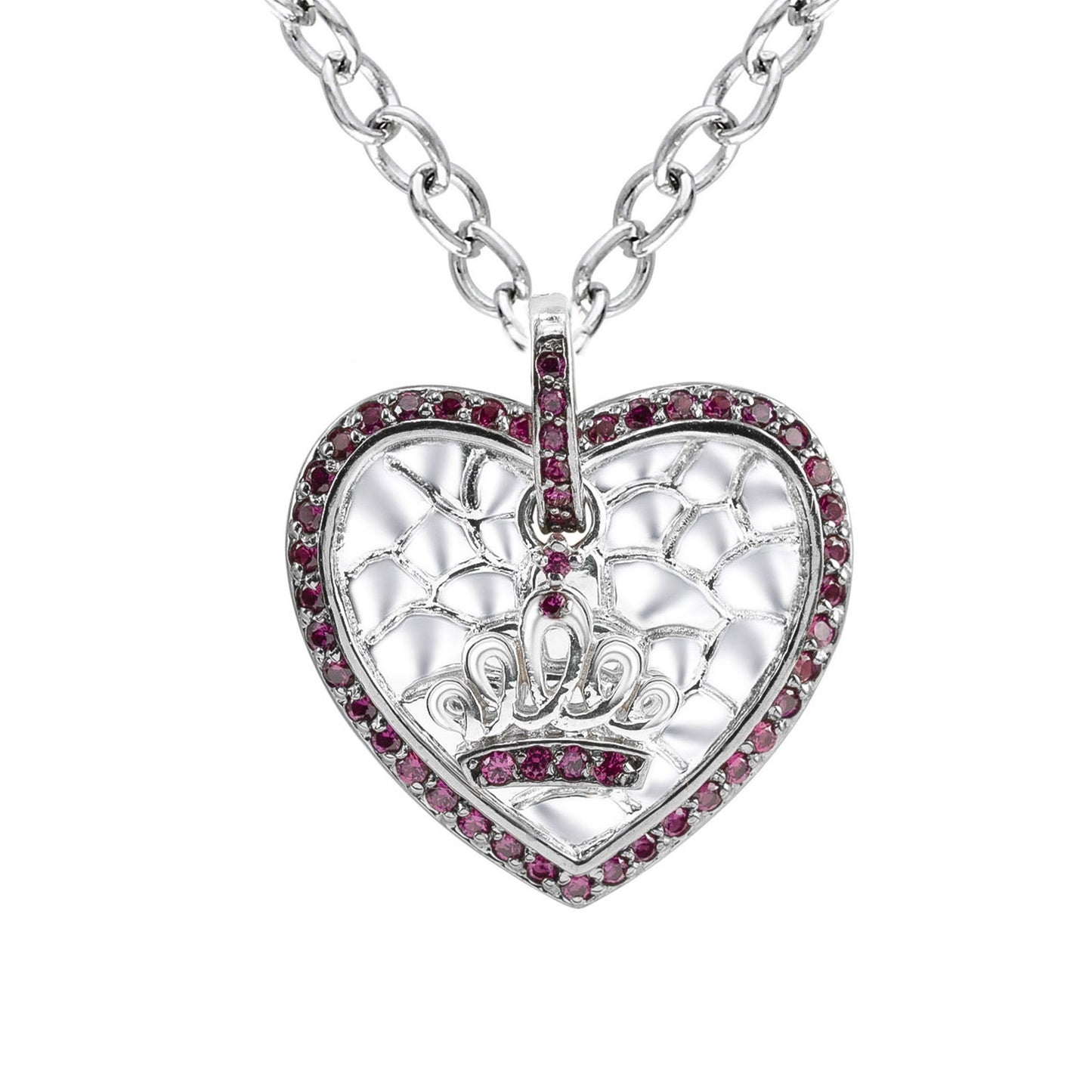 Royal Heart Crown Ruby Accent Pendant