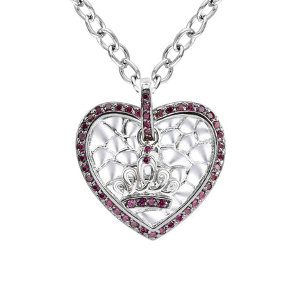 Royal Heart Crown Ruby Accent Pendant