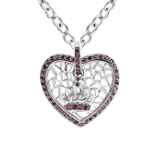 Royal Heart Crown Ruby Accent Pendant