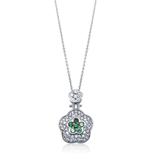 Emerald Bloom Diamond Flower Pendant