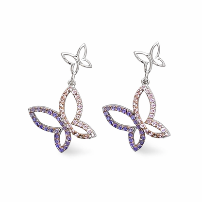 Butterfly Grace Drops White Gold Earrings