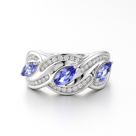 Purple Marquise-Cut White Gold Ring