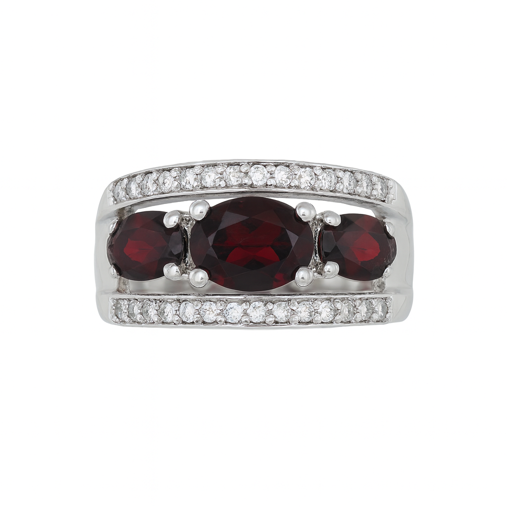 Garnet Oval-Cut Birthstone Gold Ring