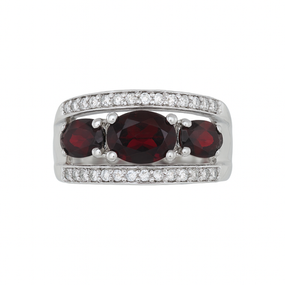 Garnet Oval-Cut Birthstone Gold Ring