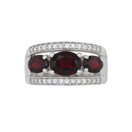 Garnet Oval-Cut Birthstone Gold Ring