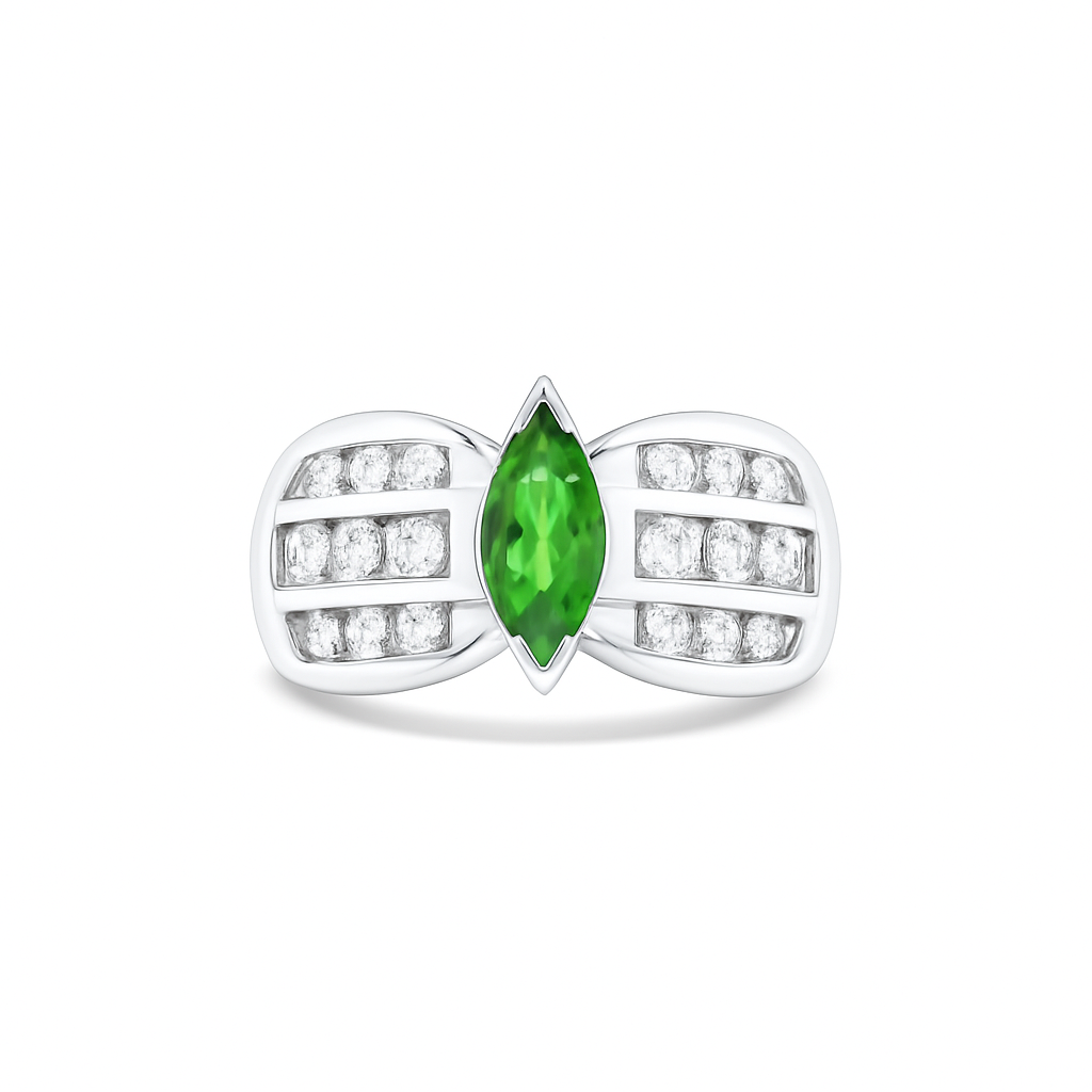 Marquise-Cut Tsavorite Birthstone Ring