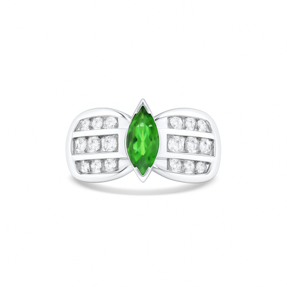 Marquise-Cut Tsavorite Birthstone Ring