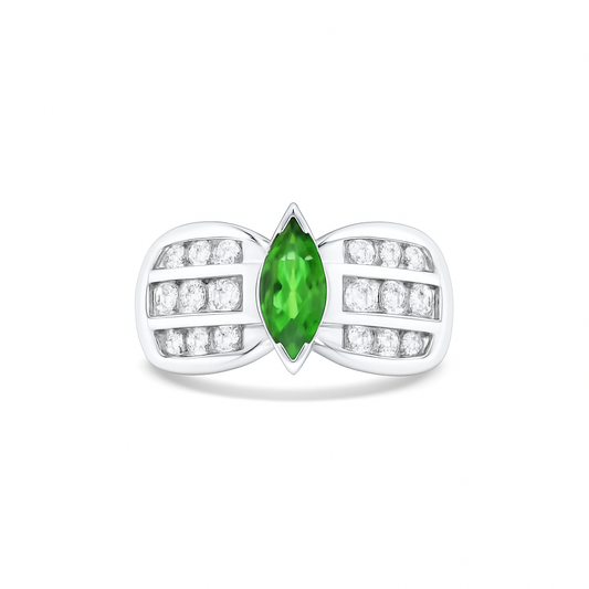 Marquise-Cut Tsavorite Birthstone Ring