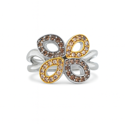 Floral-Cut White Gold Ring