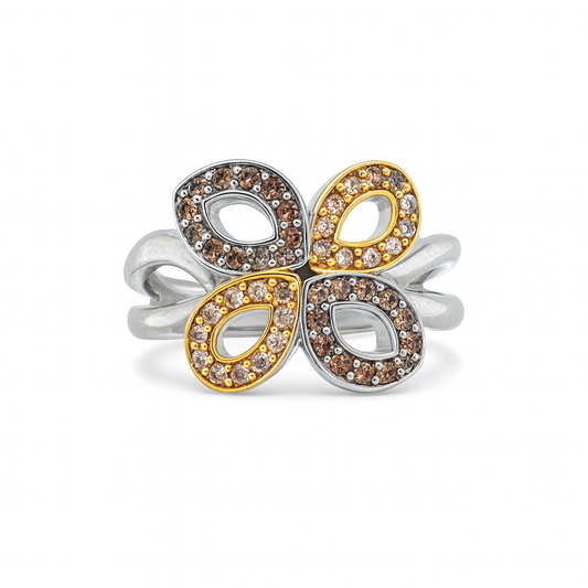 Floral-Cut White Gold Ring