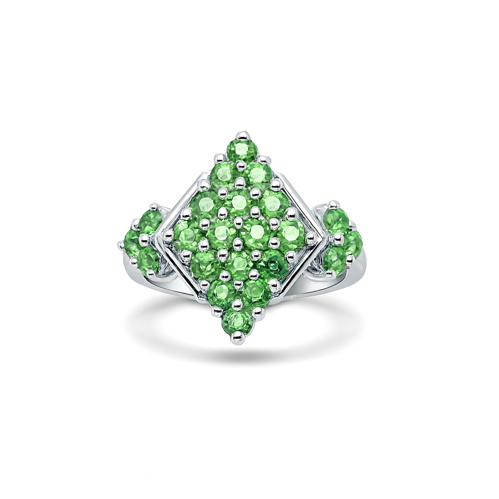 Diamond Shaped Tsavorite Birthstone Ring