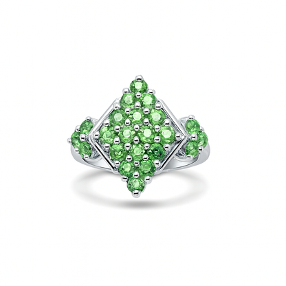 Diamond Shaped Tsavorite Birthstone Ring