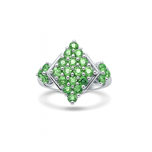 Diamond Shaped Tsavorite Birthstone Ring
