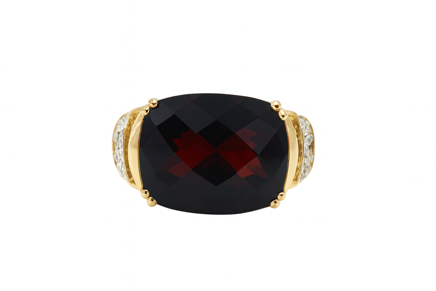Garnet Cushion-Cut Birthstone Gold Ring