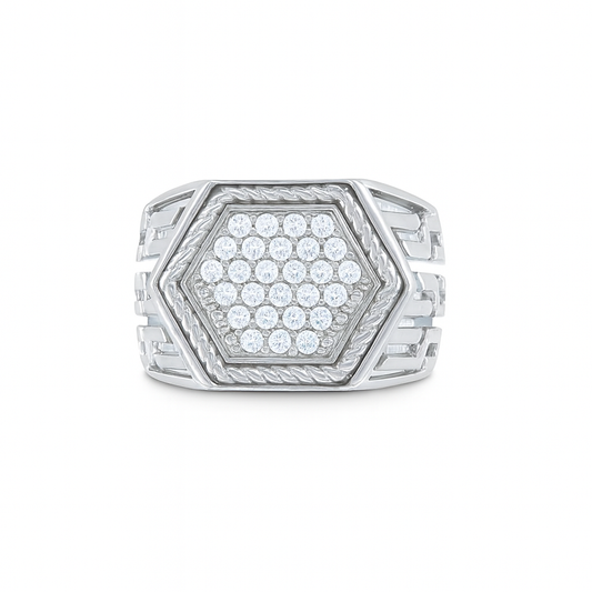 Bold Men's  Round-Cut Gold Ring