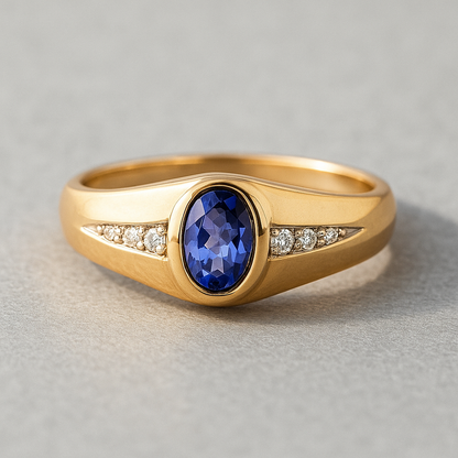 Tanzanite Oval-Cut Yellow Gold Ring