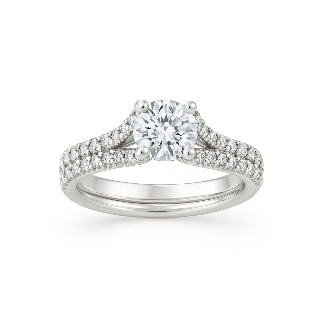 Bright White Gold Engagement Split-Shank