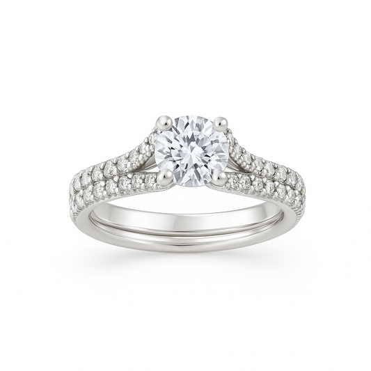 Bright White Gold Engagement Split-Shank