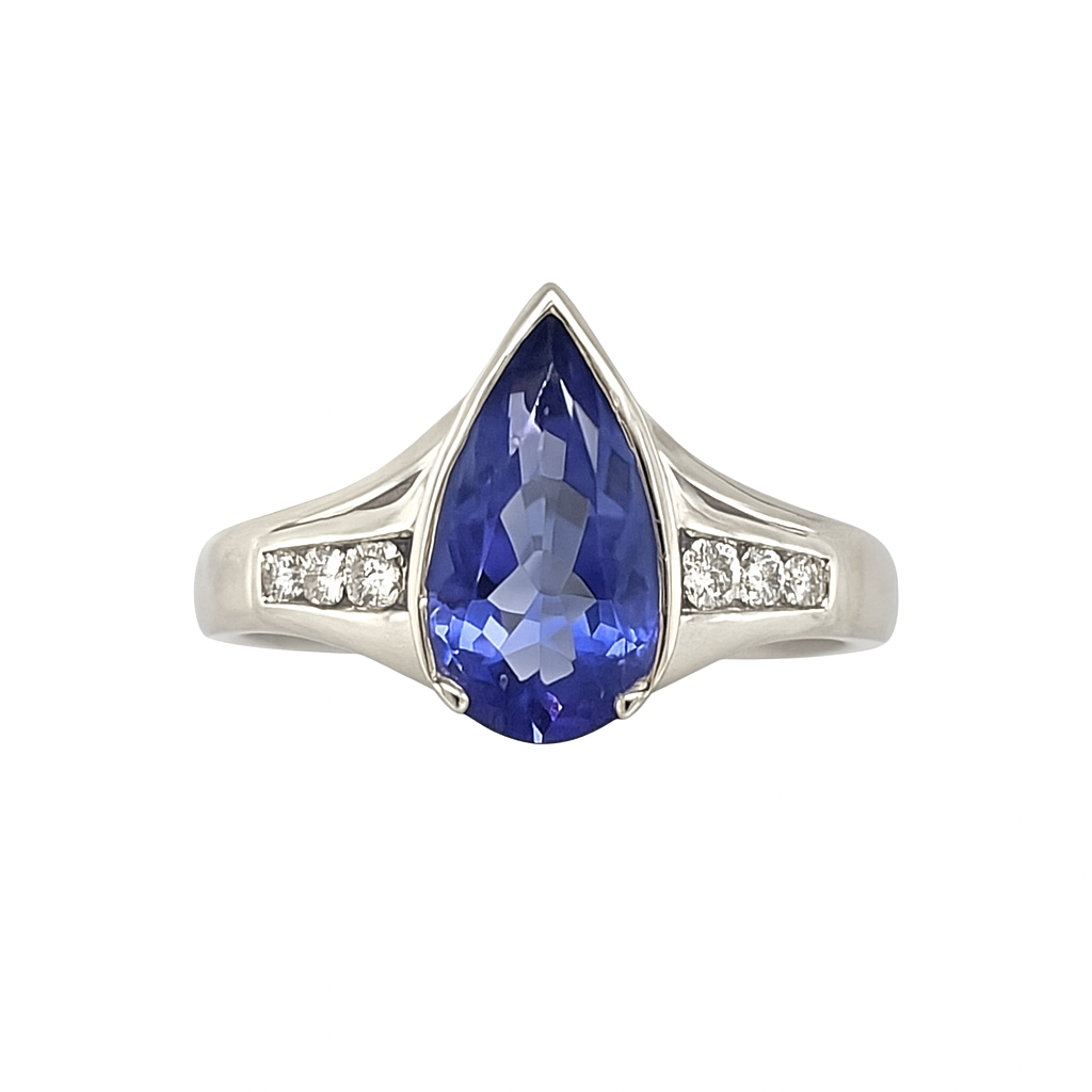 Tanzanite Pear-Cut White Gold Ring