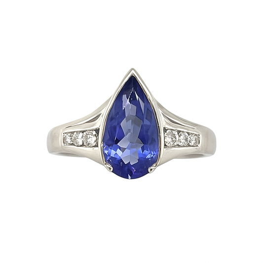 Tanzanite Pear-Cut White Gold Ring