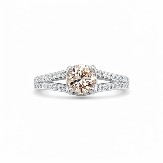 Champagne Diamond Engagement Gold Ring