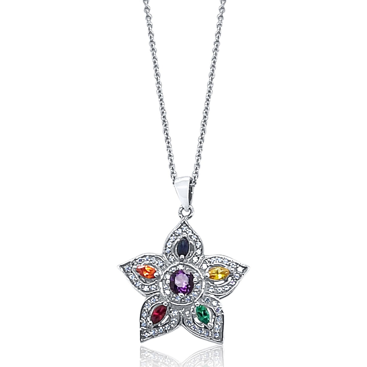 Rainbow Blossom Gemstone Pendant