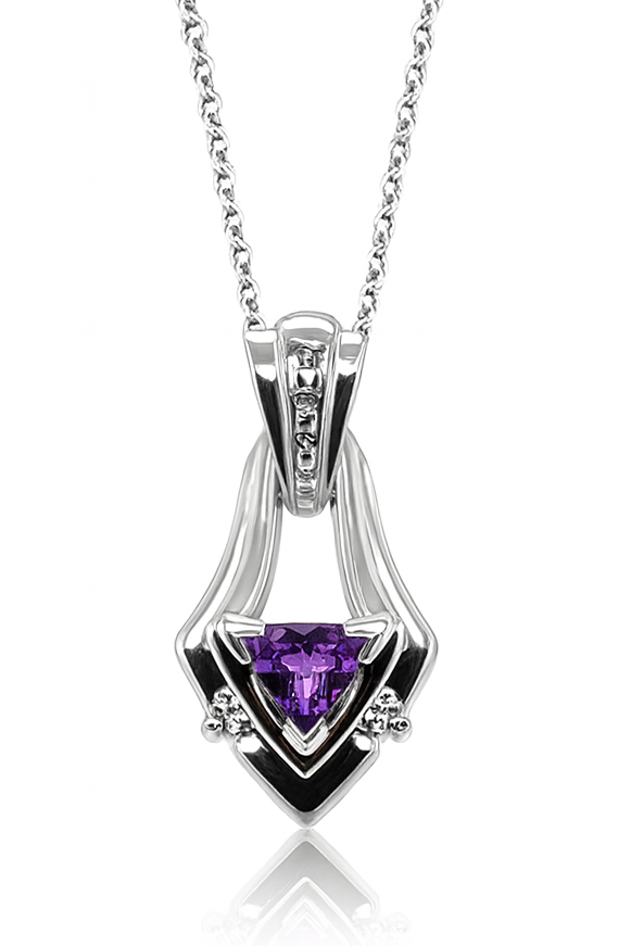 Purple Triangular-Cut Amethyst White Gold Pendant